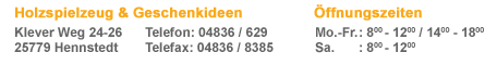 Kontaktinformationen & &Ouml;ffnungszeiten